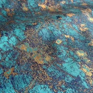 Turquoise Treasures Luxury Jacquard Teal Blue & Gold Curtain 4
