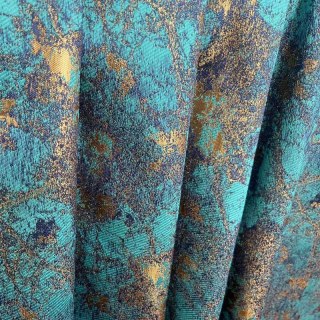 Turquoise Treasures Luxury Jacquard Teal Blue & Gold Curtain 1