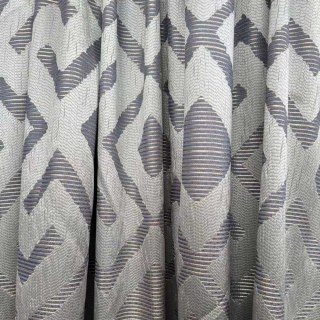 Luxe Labyrinth Silver and Blue Geometric Curtains