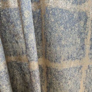 Weathered Plaid Haze Blue Checked Grid Geometric Curtains