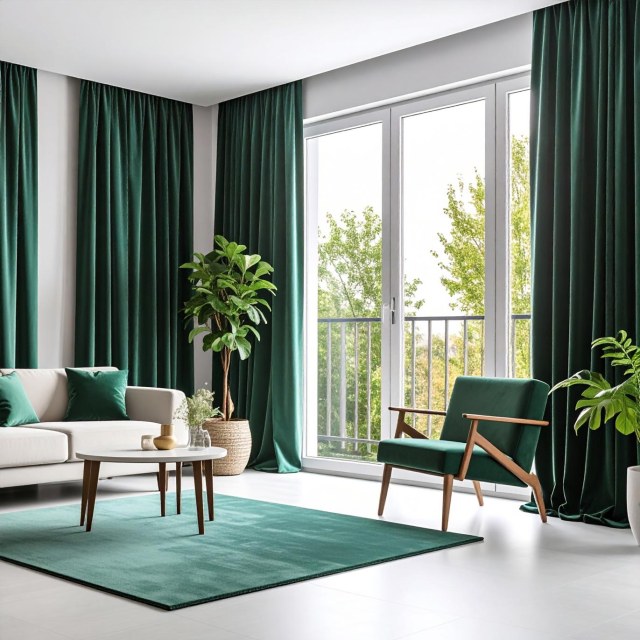 Bagaille VELOURS CURTAIN ★ GREEN Bagaille VELOURS CURTAIN ☆ GREEN GLORY SEASON Velvet Curtains Set