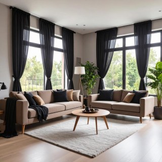 Smarties Black Soft Sheer Voile Curtain 2