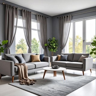Smarties Grey Soft Sheer Voile Curtain
