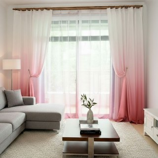 Candy Land Linen Style Pink Ombre Curtain