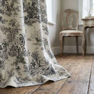 Amour Pastorale Black Toile de Jour Chenille Curtains 2