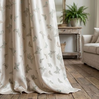 Butterfly Ballet Jacquard Cream Satiny Floral Curtain