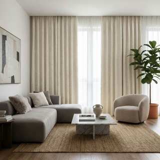 Dune Flow Cream Off White Crinkle Crushed Blackout Curtain 4