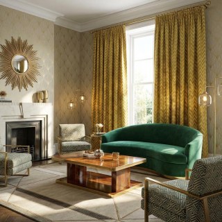 Elegante Art Deco Chevron Gold Curtain 3