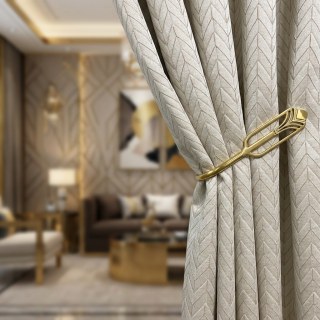Elegante Art Deco Chevron Silvery Grey Curtains 2