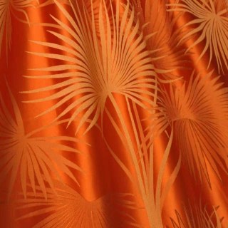 Fan Palm Silhouette Orange Satin Tropical Leaves Curtain 6