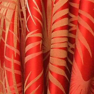 Fan Palm Silhouette Red Satin Tropical Leaves Curtain 4