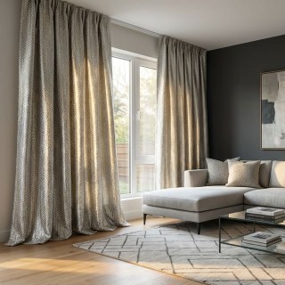 Field of Gold Luxury Jacquard Grain Patterned Mocha Curtain with Gold Details 3