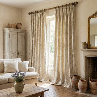 Golden Baroque Luxury Jacquard Cream Gold Damask Curtains 4