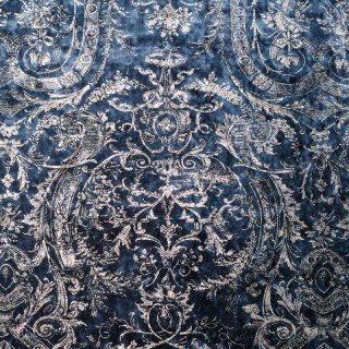 Heritage Luxury Blue Gilded Damask Velvet Curtain 4