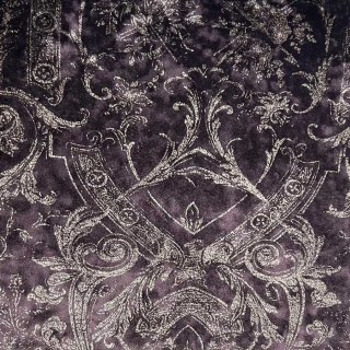 Heritage Luxury Dark Purple Gilded Damask Velvet Curtain
