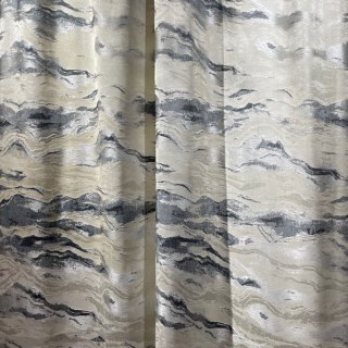 Marble Luxury Jacquard Textured Charcoal & Cream Curtain with Gold Glitter 6