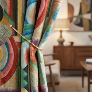 Mod Geo Fusion Multicolour Geometric Chenille Curtain 2