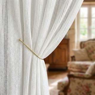 Moonstone Ivory White Textured Striped Voile Curtain 2