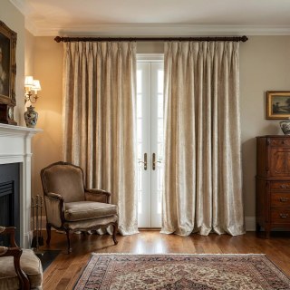 Opulent Floral Luxury Jacquard Beige Cream Damask Curtain 3