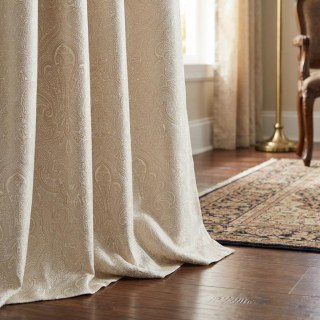 Opulent Floral Luxury Jacquard Beige Cream Damask Curtain