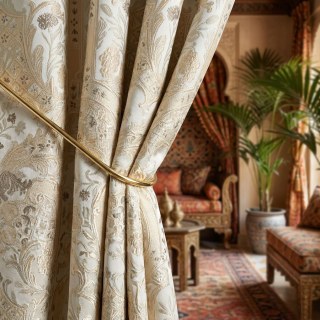 Palais Arabesque Luxury 3D Jacquard Cream Champagne Damask Curtains 3