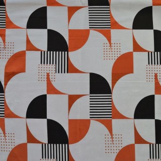 Retro Rhythm Mid Century Modern Orange and Black Geometric Curtain 5