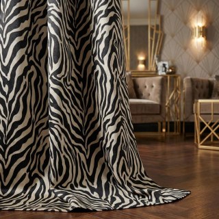 Savannah Jacquard Zebra Patterned Black and White Curtain 2