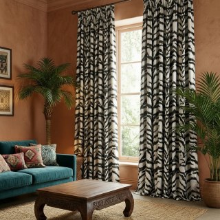 Tiger Stripes Black and White Animal Print Curtain 4