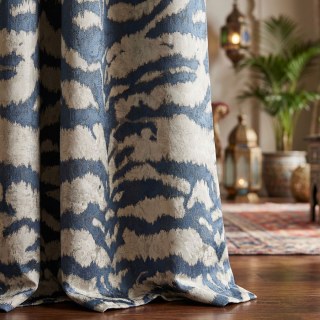 Tiger Stripes Navy Blue Animal Print Curtain