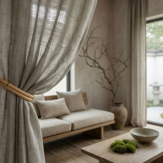 Wabi Sabi 100% Flax Linen Natural Colour Voile Curtain 3