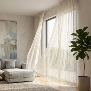 Mermaid Veil Ivory White Herringbone Sheer Curtain 4