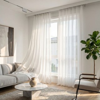 Moonlit Shimmer Silver Bold Striped White Voile Curtain 3