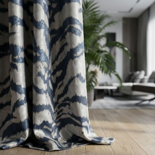 Tiger Stripes Navy Blue Animal Print Curtain