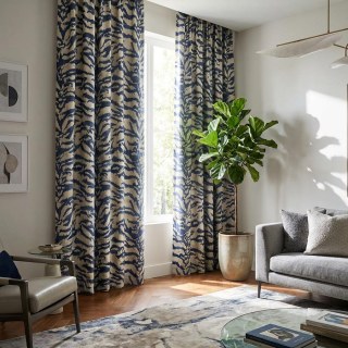 Tiger Stripes Navy Blue Animal Print Curtain 3