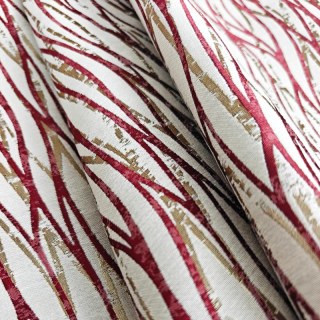 Woven Drift Abstract Geometric Burgundy Wine Red Curtain with Metallic Gold Accents 6