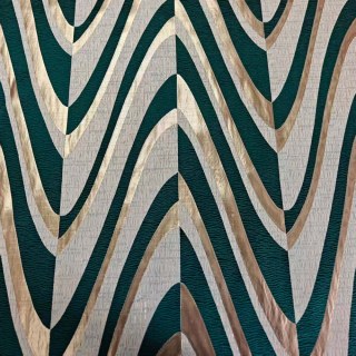 Ocean Wave Elegance Dark Green and Gold Art Deco Geometric Curtains 1