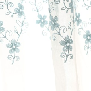 Touch Of Grace Embroidered Blue Flower Voile Curtain