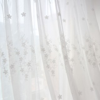 Touch Of Grace Embroidered White Flower Voile Curtain 2