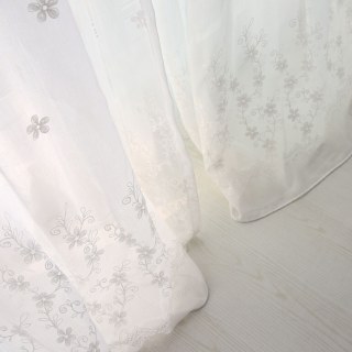 Touch Of Grace Embroidered White Flower Voile Curtain 6