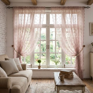 Lace Curtain Posey Pastel Pink Net Curtains