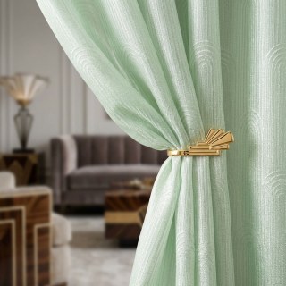 Rolling Hills Art Deco Shimmering Green Voile Curtains 3