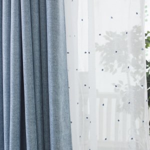 Élégant Rideau Uni En Chenille Bleu Canard 5