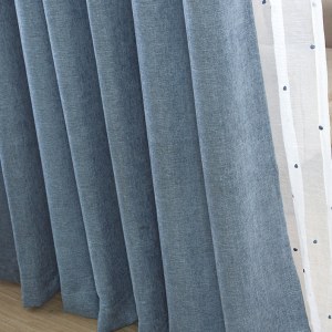 Élégant Rideau Uni En Chenille Bleu Canard 6