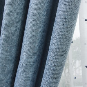 Élégant Rideau Uni En Chenille Bleu Canard 3