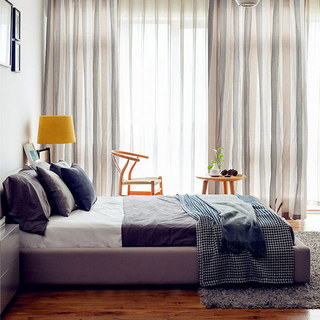 Sunnyside Rideaux Voile Rayés Gris Bleu Clair en Lin de Luxe 8