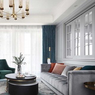 Nouveaux Classiques Rideaux Damassés Jacquard Bleu Luxe 5