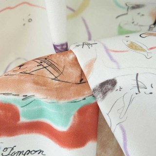 Merveilleuse vie dessinée à la main Chats d'art Imprimer Rideau 6