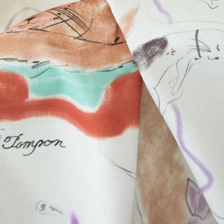 Merveilleuse vie dessinée à la main Chats d'art Imprimer Rideau 5