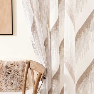 Nouvelle vague Jacquard Mocha Brown Modern Geometric Voile Rideau 3