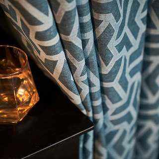 Bishamon Kikko motif géométrique Art déco Haze bleu rideau 2